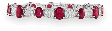 Mozambique ruby bracelet with invisible set diamonds in 18k white gold